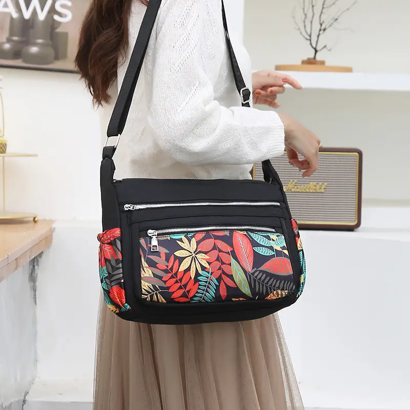 Printed Cartoon Shoulder Bag for Women Black Nylon - Image 28