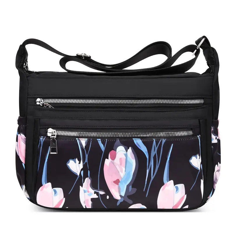 Printed Cartoon Shoulder Bag for Women Black Nylon - Image 10