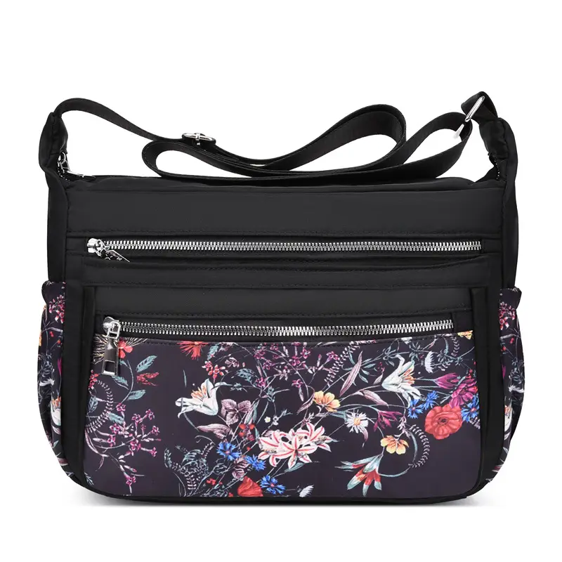Printed Cartoon Shoulder Bag for Women Black Nylon - Image 12