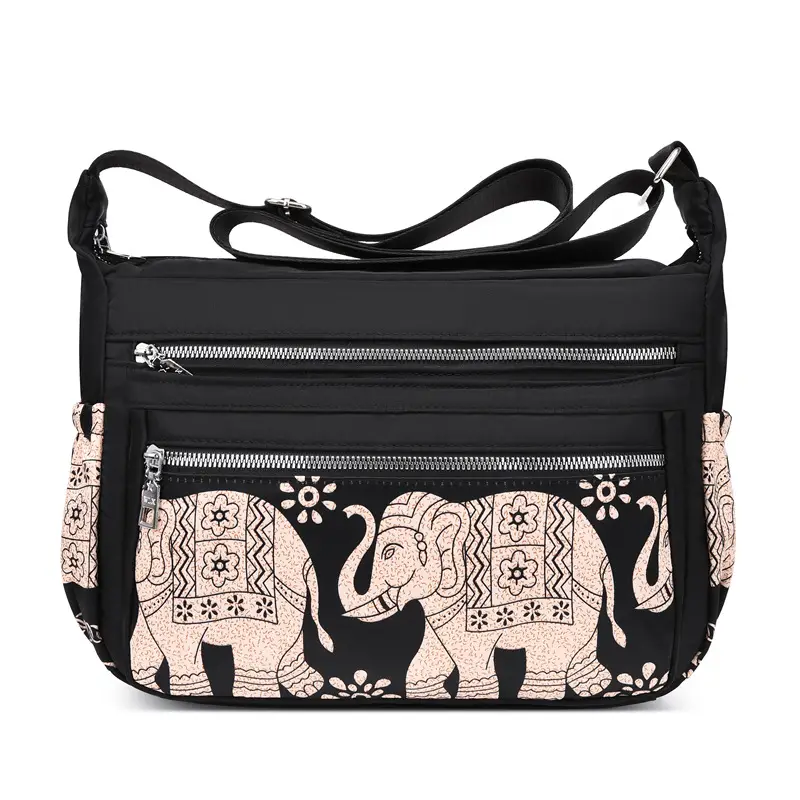 Printed Cartoon Shoulder Bag for Women Black Nylon - Image 16