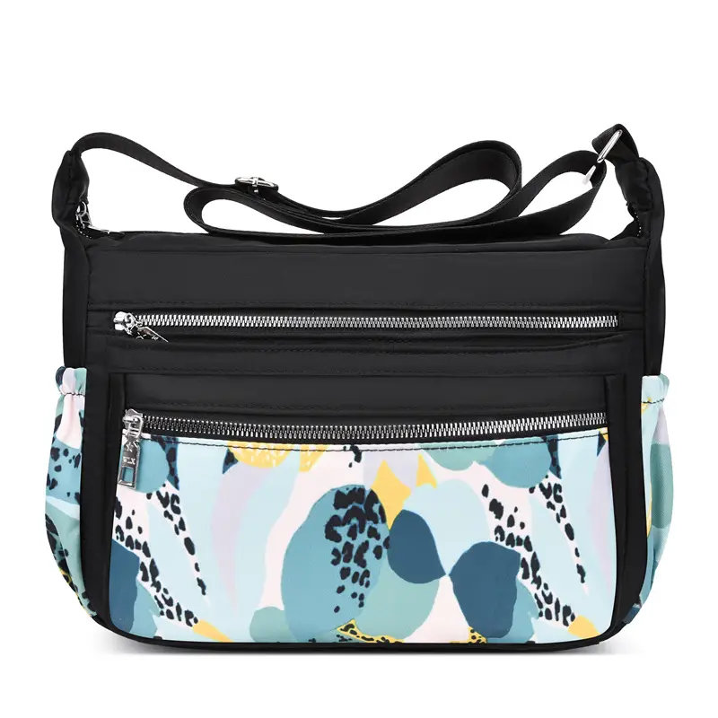 Printed Cartoon Shoulder Bag for Women Black Nylon - Image 2