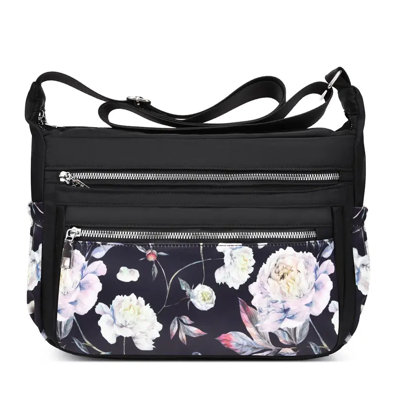 Printed Cartoon Shoulder Bag for Women Black Nylon - Image 3
