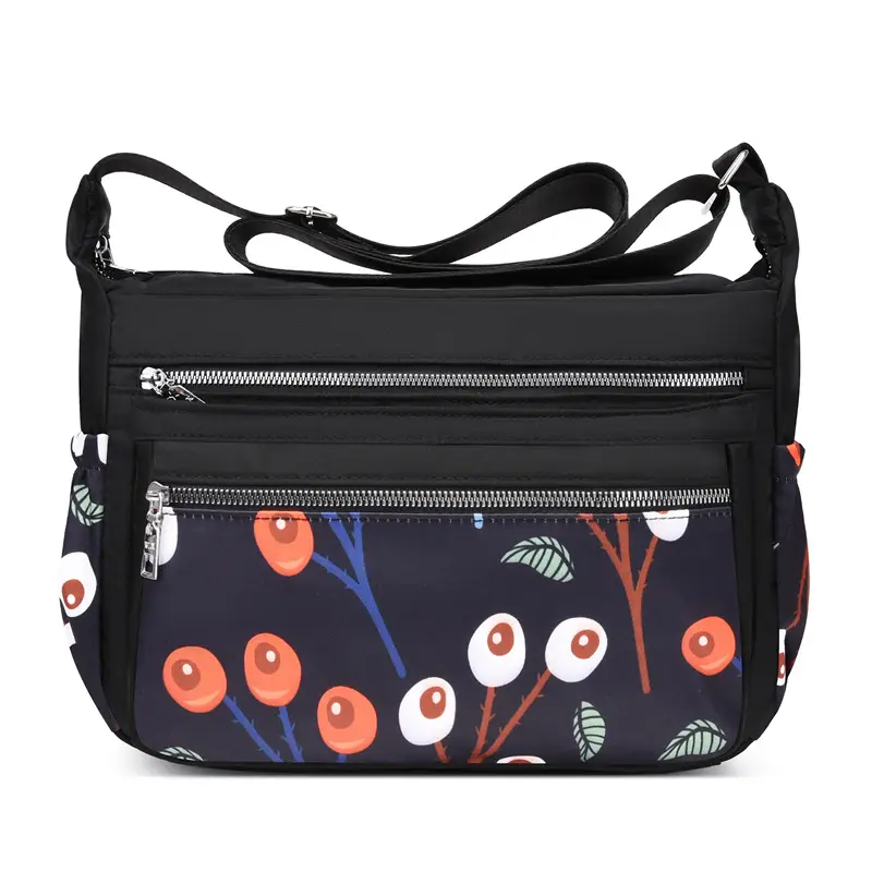 Printed Cartoon Shoulder Bag for Women Black Nylon - Image 4