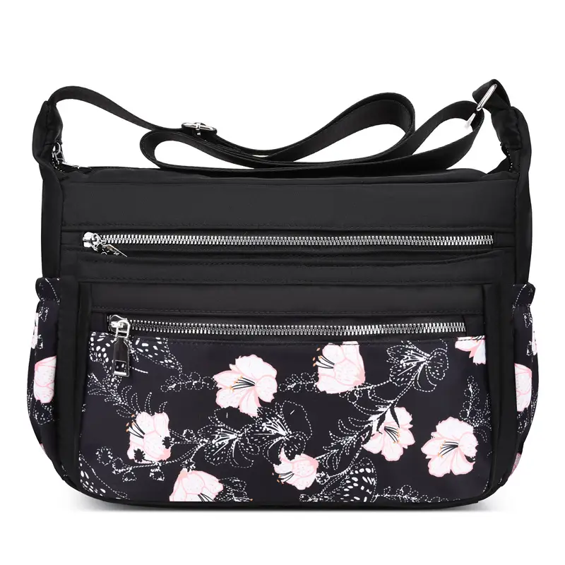 Printed Cartoon Shoulder Bag for Women Black Nylon - Image 6
