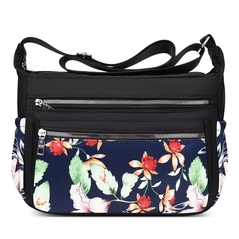 Printed Cartoon Shoulder Bag for Women Black Nylon - Image 8