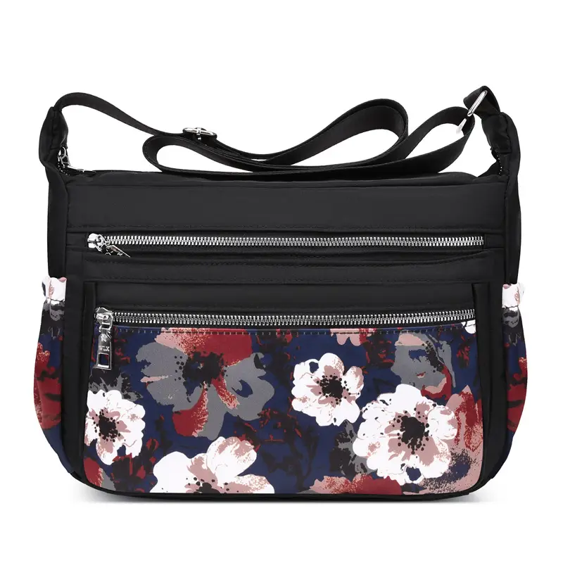 Printed Cartoon Shoulder Bag for Women Black Nylon - Image 9