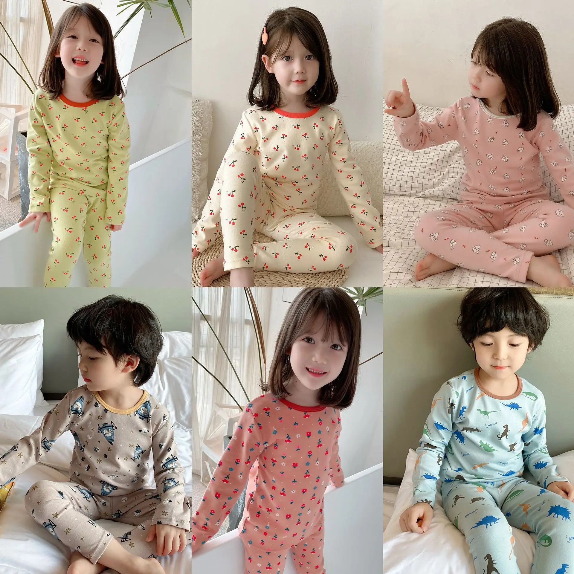 New Autumn Winter Kids Thermal Underwear Set Printed Base Layer - Image 2