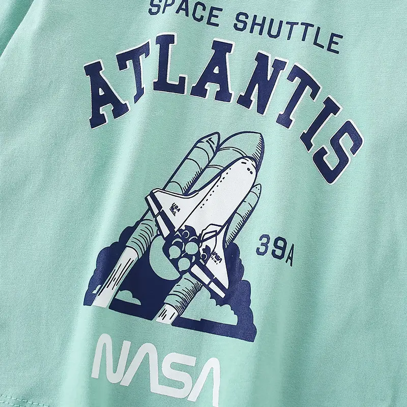 Children's Space Shuttle Long Sleeve T-Shirt Mint Blue - Image 5