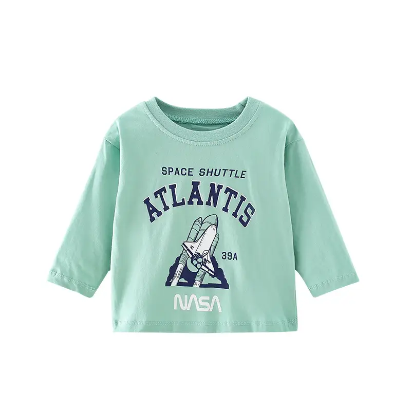 Children's Space Shuttle Long Sleeve T-Shirt Mint Blue - Image 7