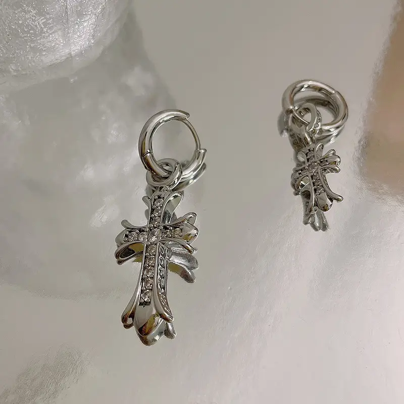 Cross Earrings Light Luxury Asymmetric Punk Style - Image 7