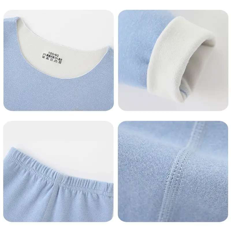 24 Home Underwear Set Blue Velvet Women Men Autumn Winter Seamless - Image 11