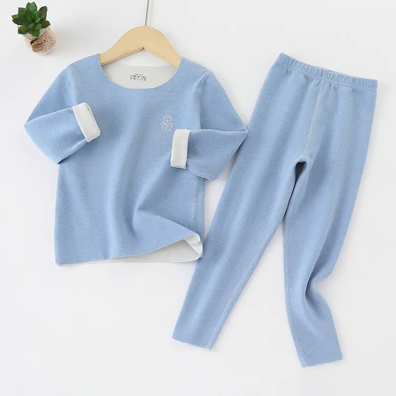 24 Home Underwear Set Blue Velvet Women Men Autumn Winter Seamless - Image 4
