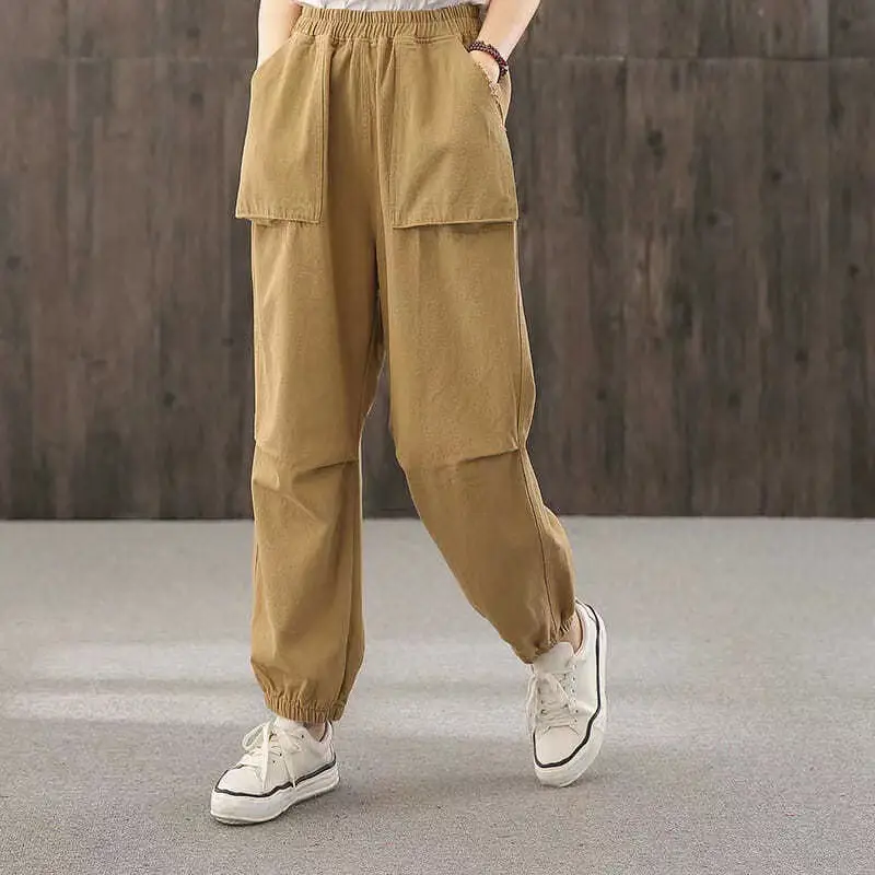 New Style Loose Pleated Cockwork Pants with Pocket - Image 7