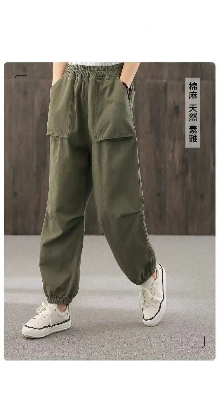 New Style Loose Pleated Cockwork Pants with Pocket — feature 1
