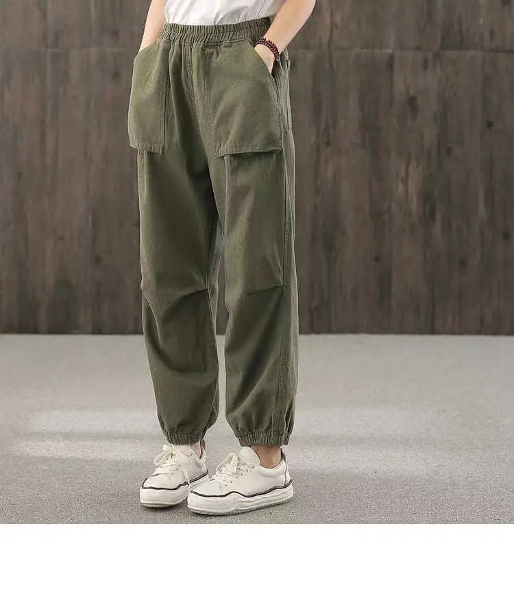 New Style Loose Pleated Cockwork Pants with Pocket — feature 10