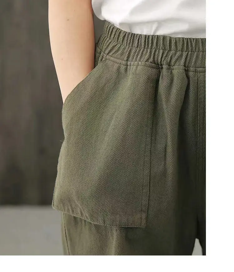 New Style Loose Pleated Cockwork Pants with Pocket — feature 14