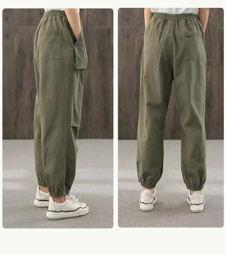 New Style Loose Pleated Cockwork Pants with Pocket — feature 2
