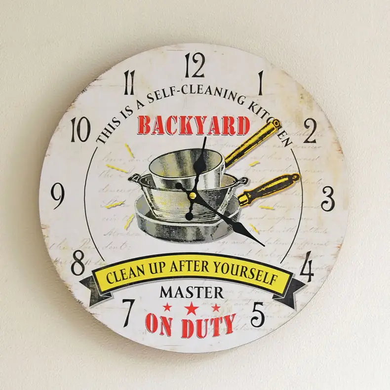 14" Backyard Self-Cleaning Wall Clock Modern Frame — feature 23