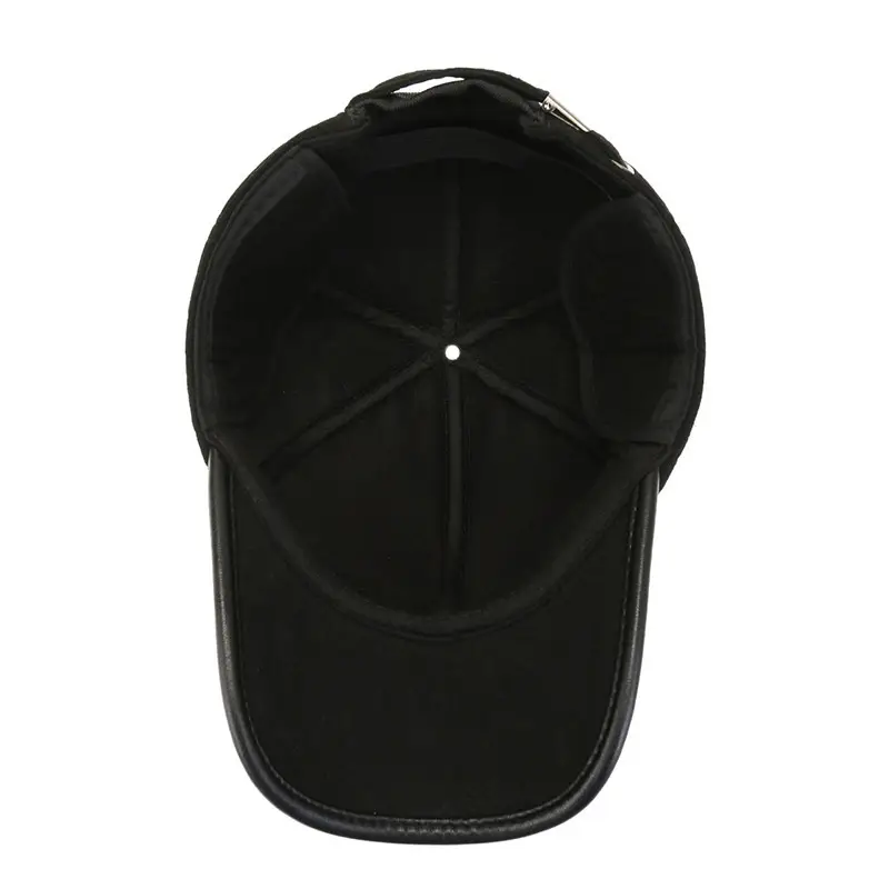 Men's Black Fleece Baseball Cap with Ear Protection