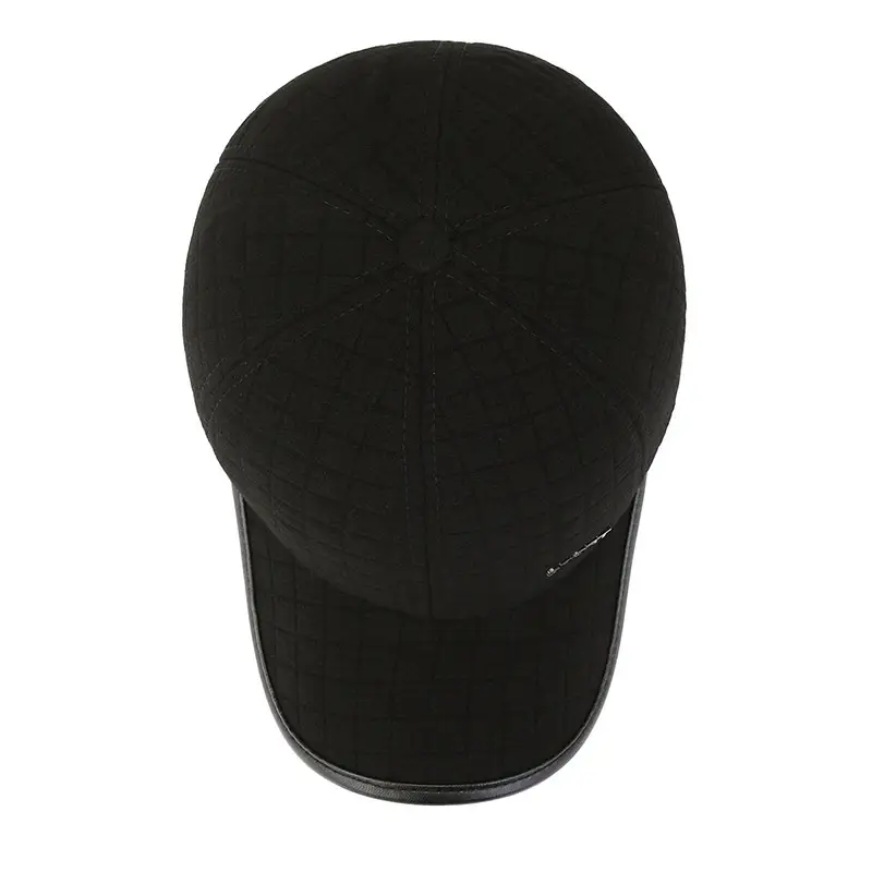 Men's Black Fleece Baseball Cap with Ear Protection