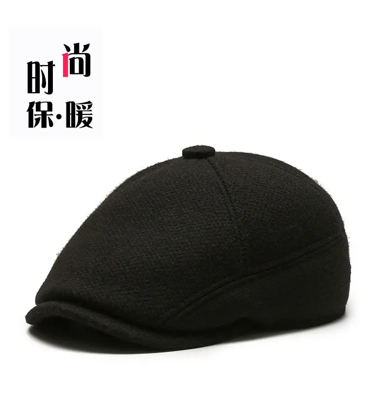 Black Wool Ear Melt Hat for Men Winter Warmth — feature 1