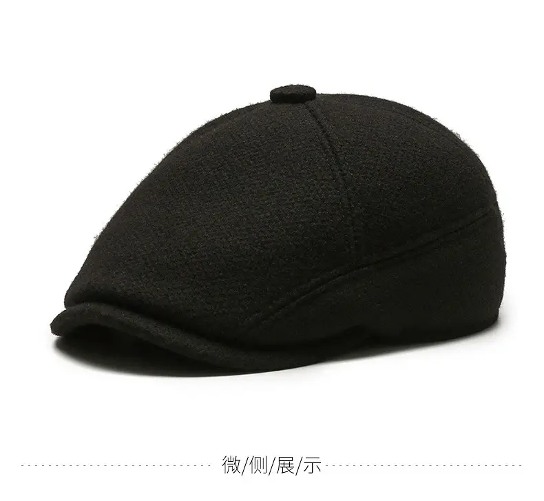 Black Wool Ear Melt Hat for Men Winter Warmth — feature 6