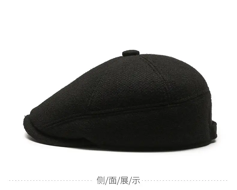 Black Wool Ear Melt Hat for Men Winter Warmth — feature 8