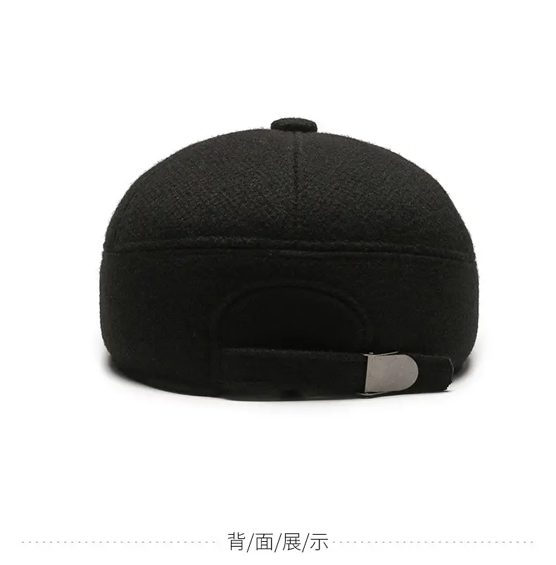 Black Wool Ear Melt Hat for Men Winter Warmth — feature 9