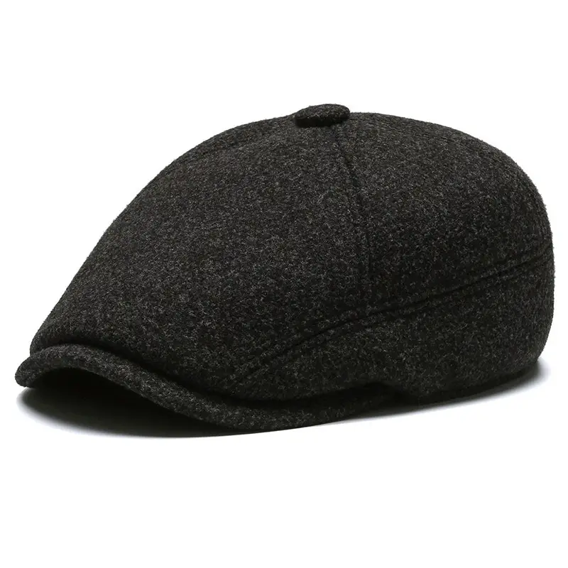 Black Wool Ear Melt Hat for Men Winter Warmth - Image 2