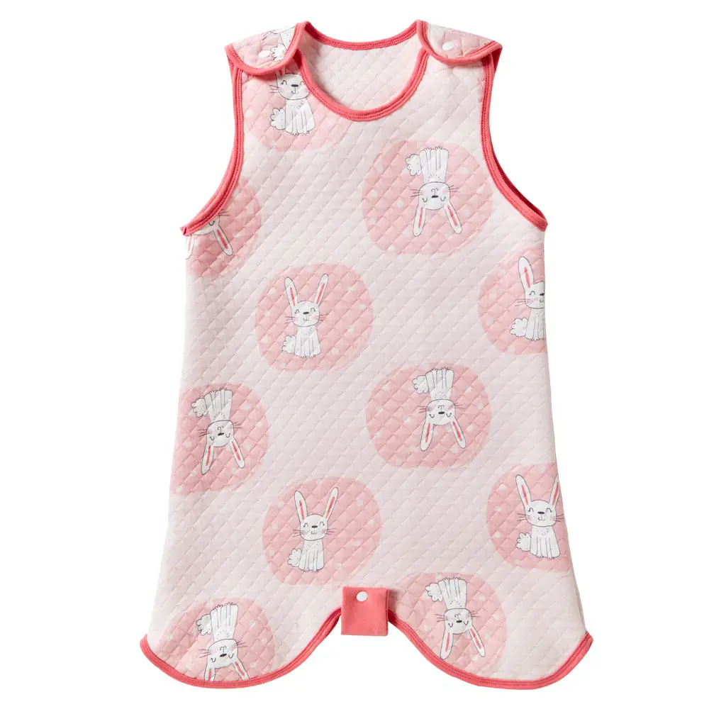 Pink Rabbit Print Baby Quilted Sleepwear Set