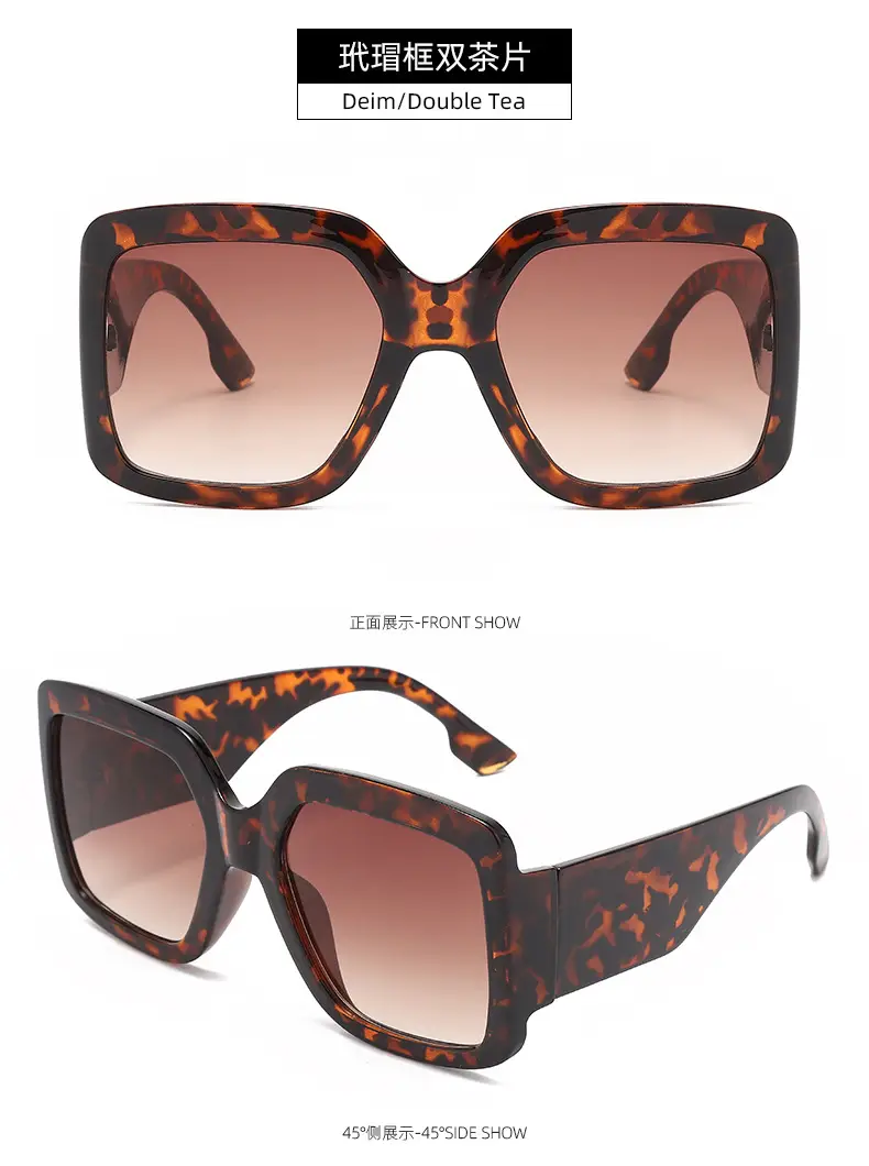 Women's Retro Box Sunshade Sunglasses Brown Tortie — feature 16