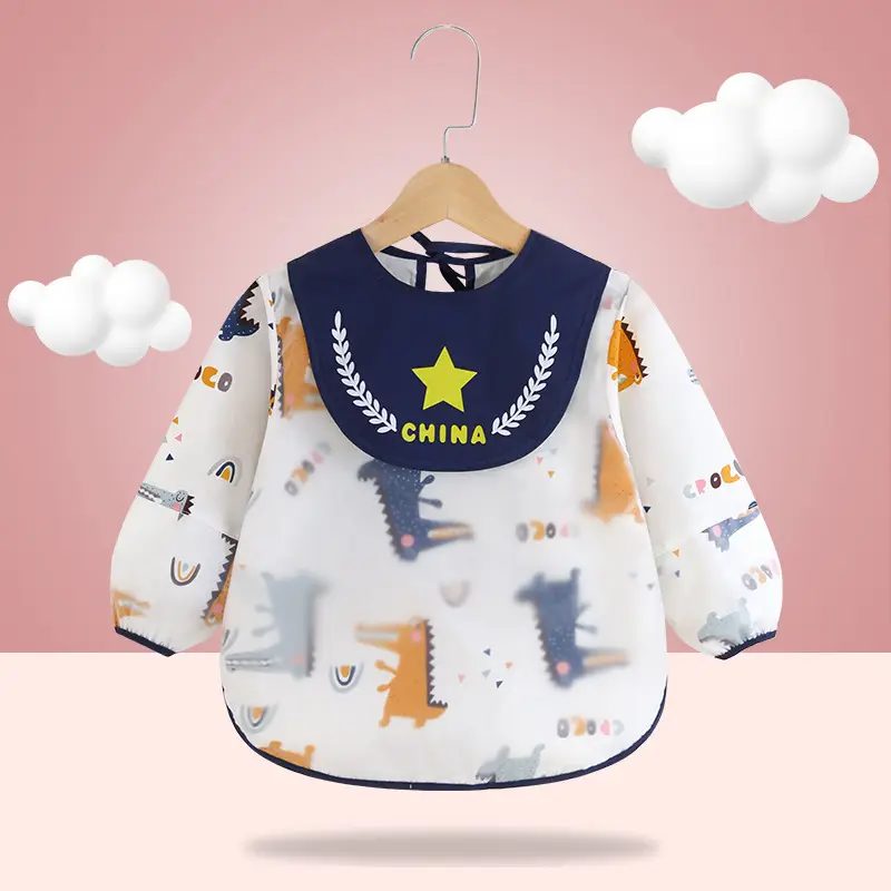 Baby's Dinner Cover Bib Pure Cotton Waterproof Retro Print - Image 11