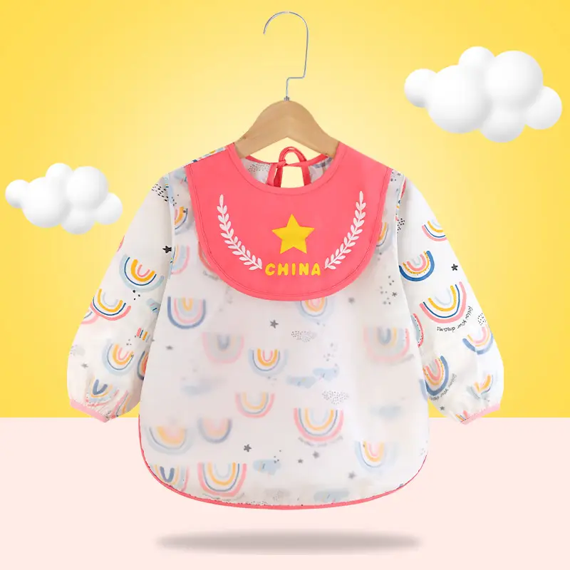 Baby's Dinner Cover Bib Pure Cotton Waterproof Retro Print - Image 8