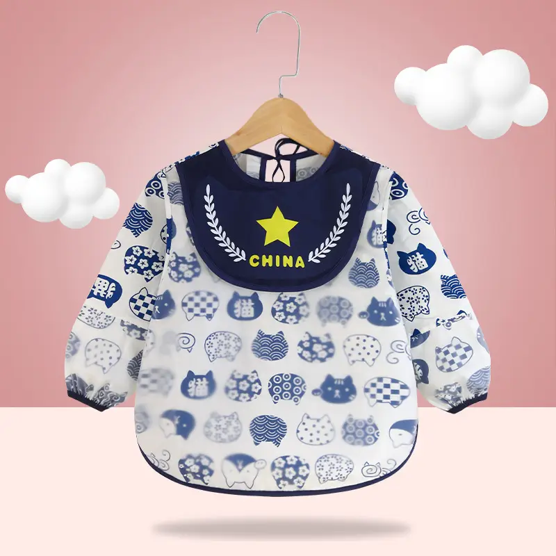 Baby's Dinner Cover Bib Pure Cotton Waterproof Retro Print - Image 10