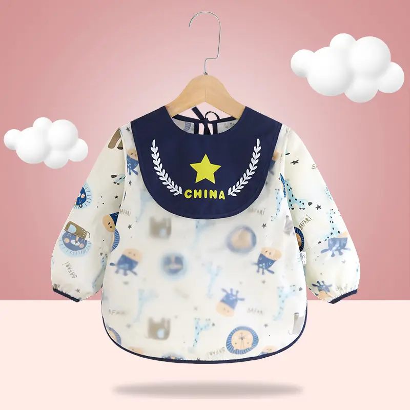 Baby's Dinner Cover Bib Pure Cotton Waterproof Retro Print - Image 2