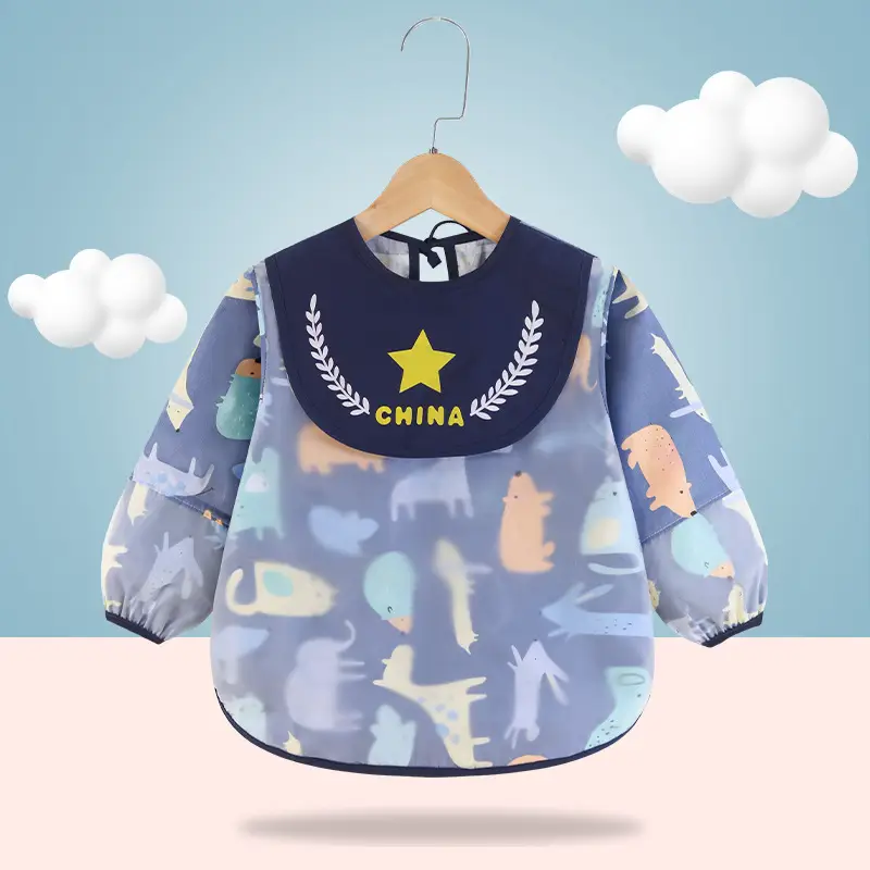 Baby's Dinner Cover Bib Pure Cotton Waterproof Retro Print - Image 4