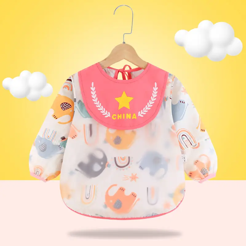 Baby's Dinner Cover Bib Pure Cotton Waterproof Retro Print - Image 6