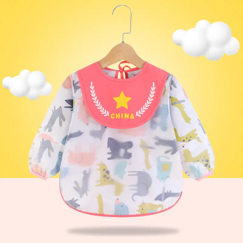 Baby's Dinner Cover Bib Pure Cotton Waterproof Retro Print - Image 7