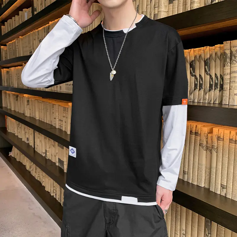 Spring Men Long Sleeve T-Shirt Loose Fit 2022 - Image 2