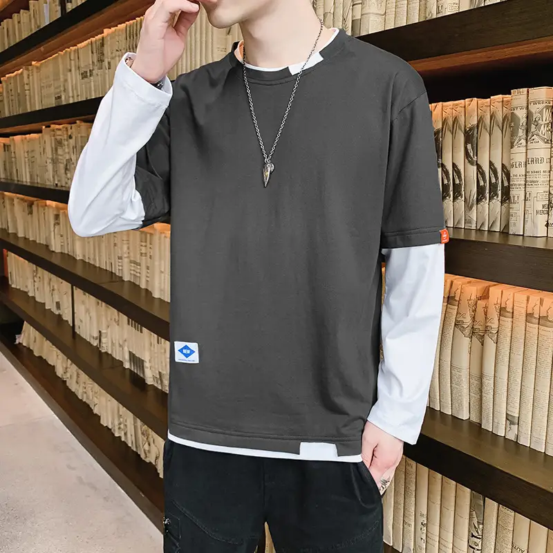 Spring Men Long Sleeve T-Shirt Loose Fit 2022 - Image 3