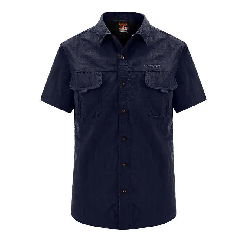 Men Cotton Military Style Light Grey Shirt