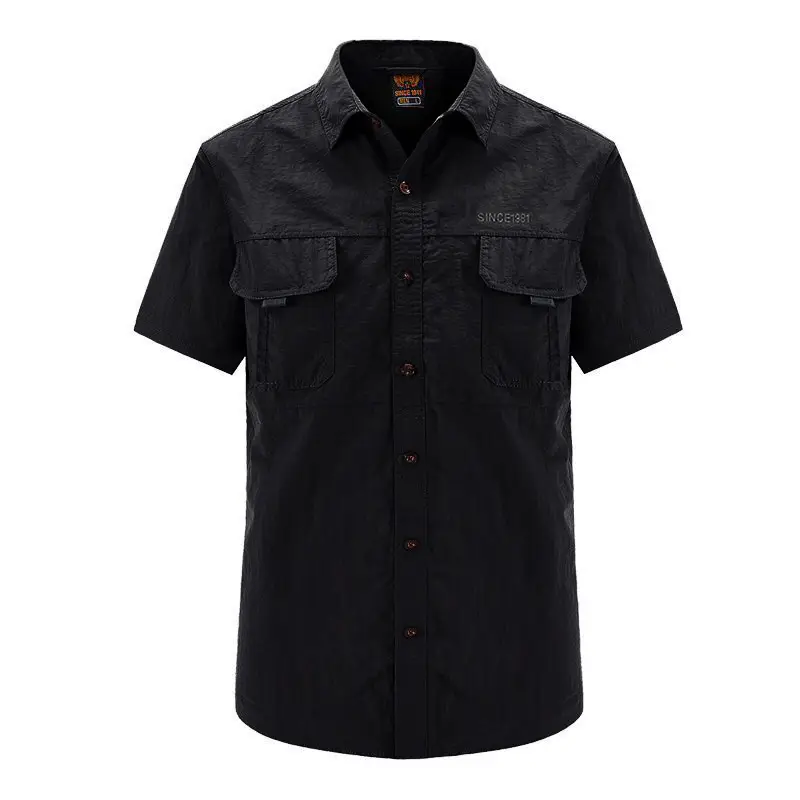 Men Cotton Military Style Light Grey Shirt
