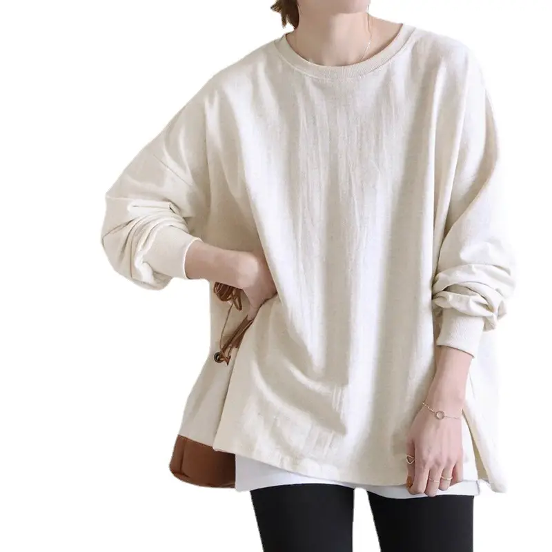Women Striped Oversized Sweatshirt Black White Loose Cotton - Image 14