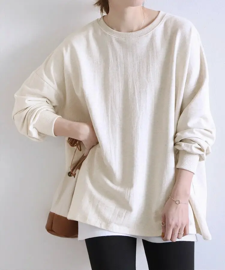 Women Striped Oversized Sweatshirt Black White Loose Cotton — feature 28