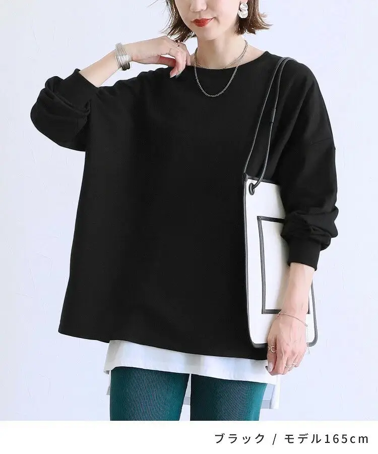 Women Striped Oversized Sweatshirt Black White Loose Cotton — feature 30
