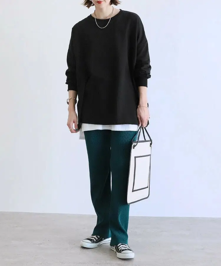 Women Striped Oversized Sweatshirt Black White Loose Cotton — feature 31