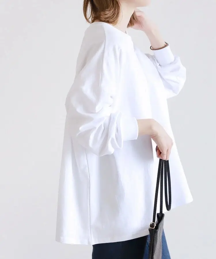 Women Striped Oversized Sweatshirt Black White Loose Cotton — feature 39