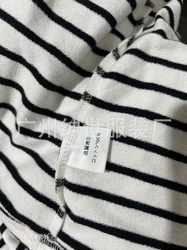 Women Striped Oversized Sweatshirt Black White Loose Cotton — feature 43
