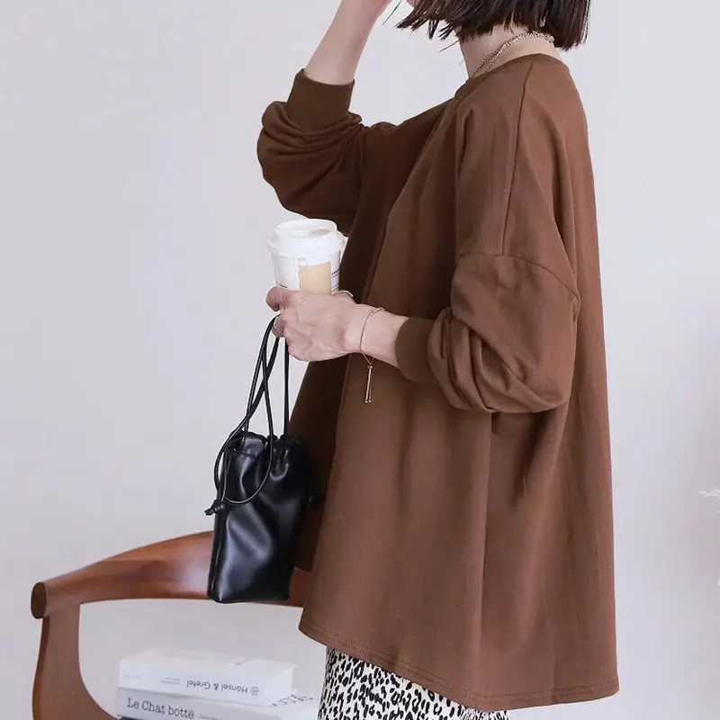 Women Striped Oversized Sweatshirt Black White Loose Cotton - Image 11