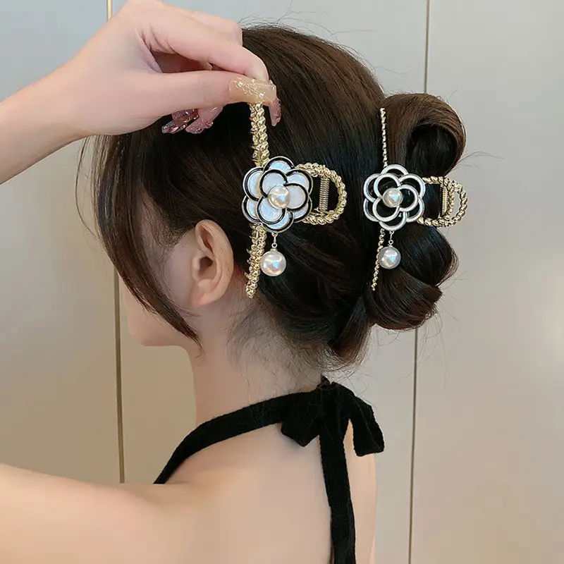 Pearl Camellia Hair Clip for Women High Grade Large - Image 4